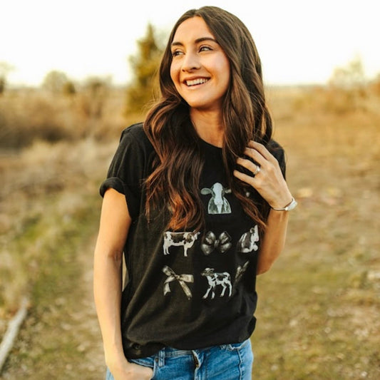 Cows and Bows Graphic Tee - Black