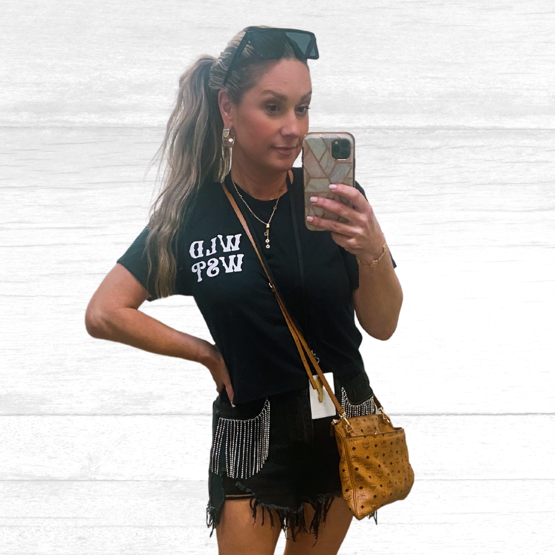 WLD WST Western Cropped Graphic Tee - Black Crop