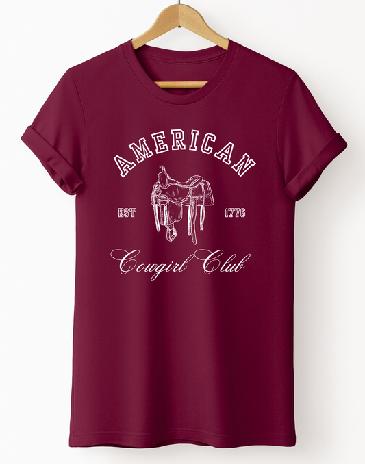 American Cowgirl Club T-Shirt - Maroon