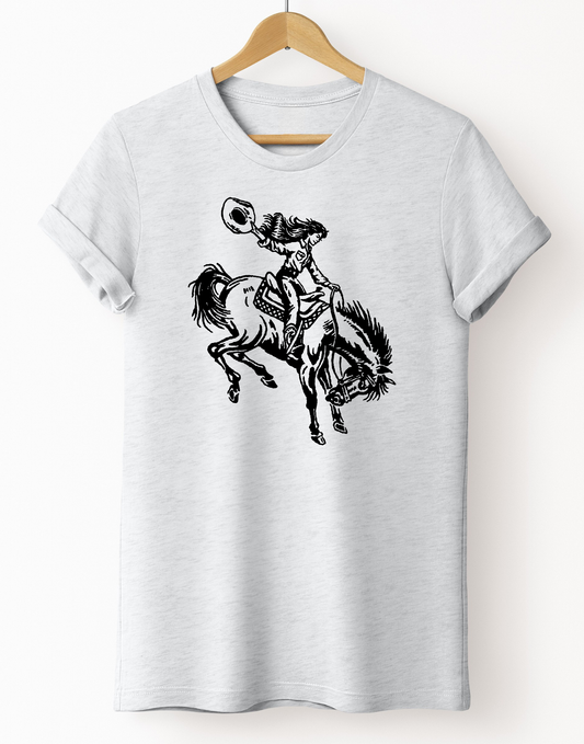 Buckin' Cowgirl T-Shirt - Ash Grey