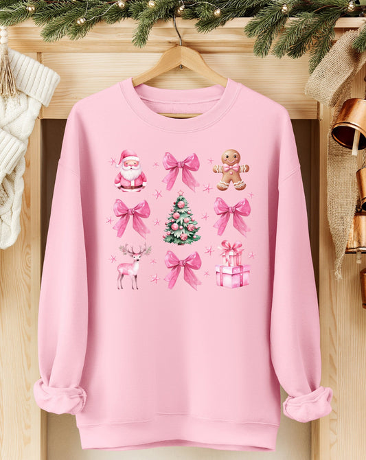 Pink Christmas Bows Graphic Sweatshirt - Pink