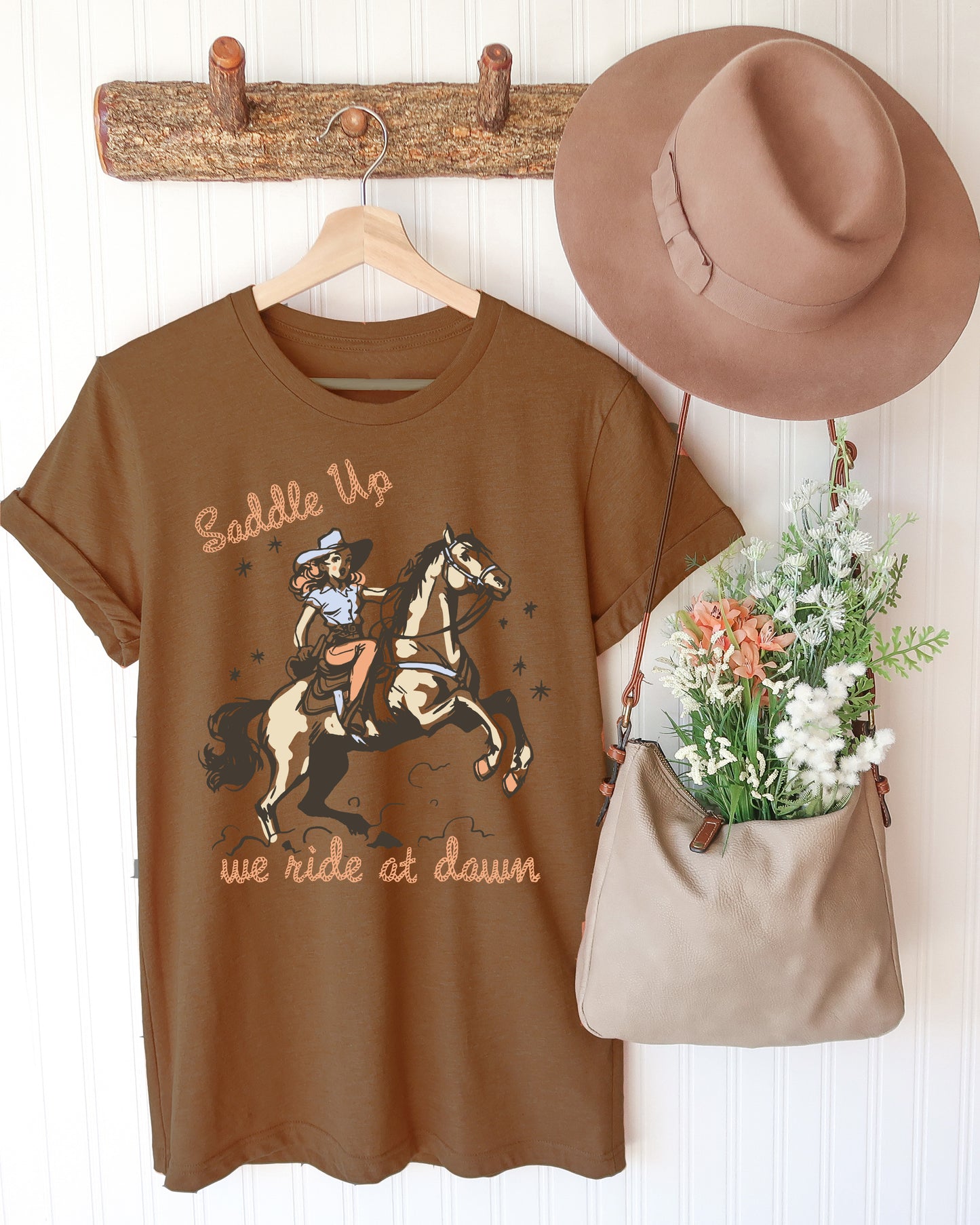 We Ride at Dawn Graphic Tee - Vintage Brown