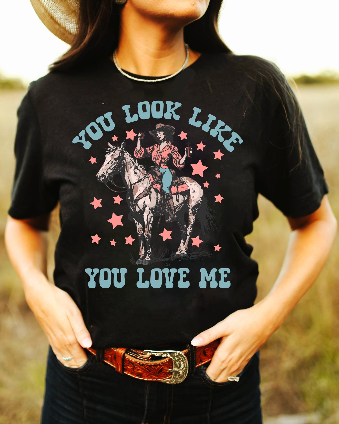 You Look Like You Love Me Graphic Tee - Heather Black