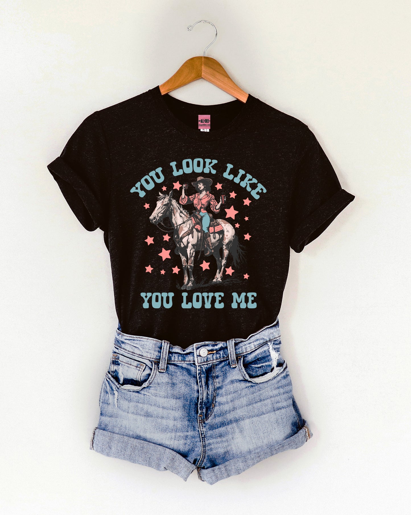 You Look Like You Love Me Graphic Tee - Heather Black