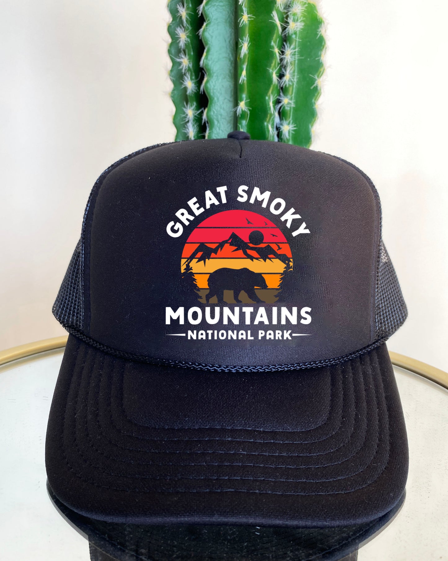 Great Smoky Mountains National Park Trucker Hat by Ali Dee - Black