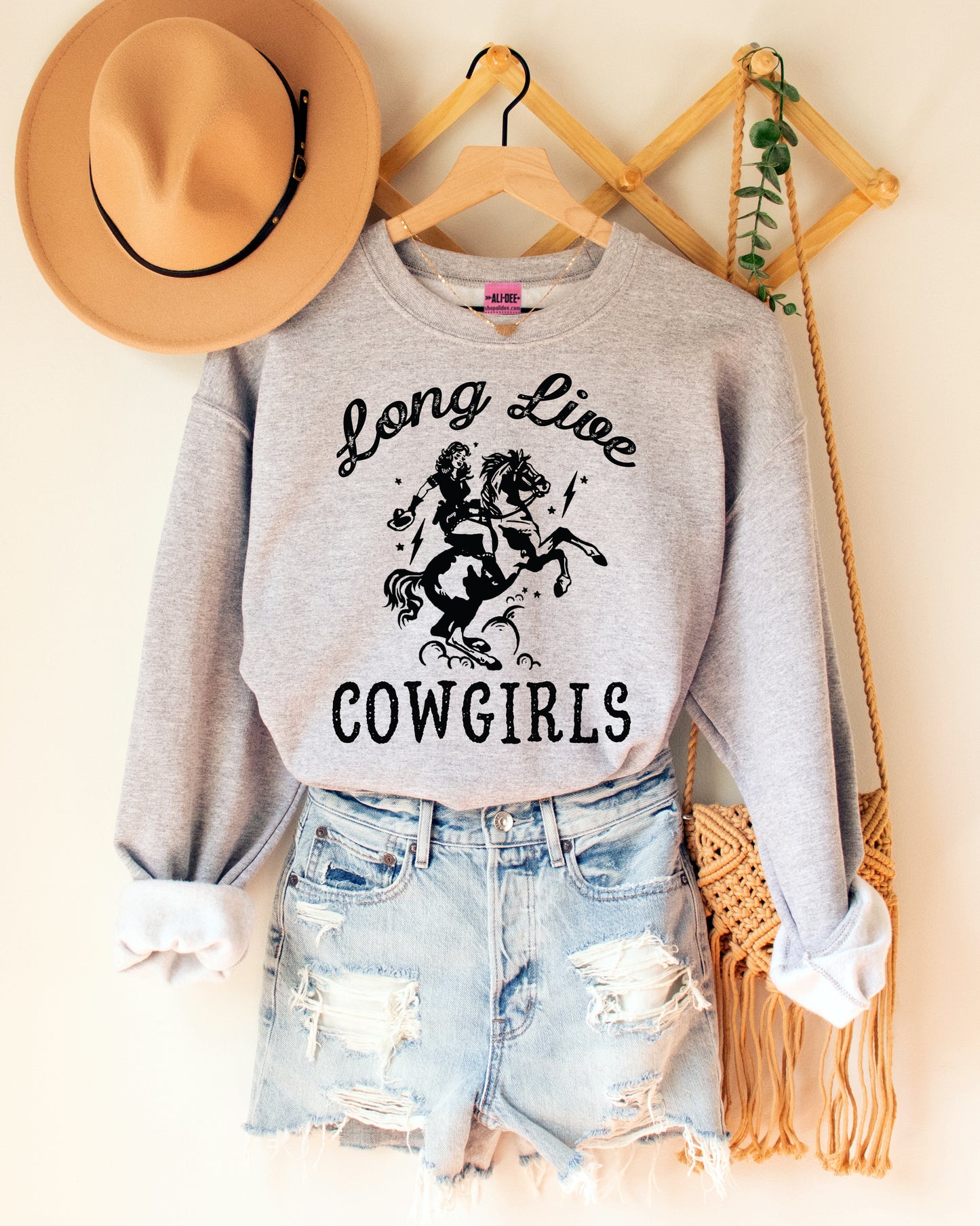 Long Live Cowgirls Western Graphic Sweatshirt - Grey Sweatshirt