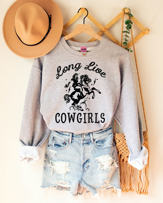 Long Live Cowgirls Western Graphic Sweatshirt - Grey Sweatshirt