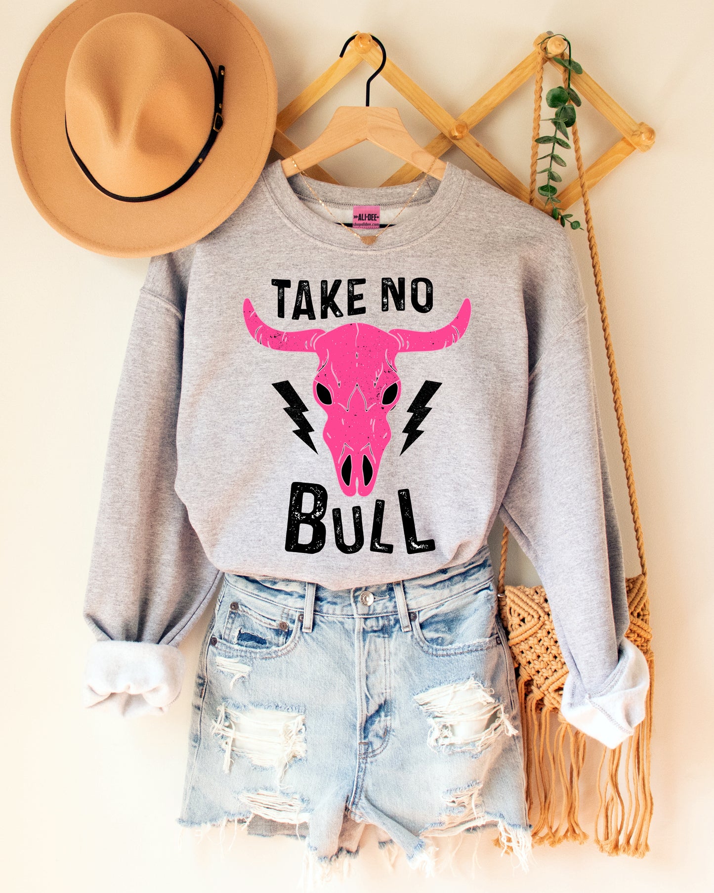 Take No Bull Graphic Sweatshirt - Grey