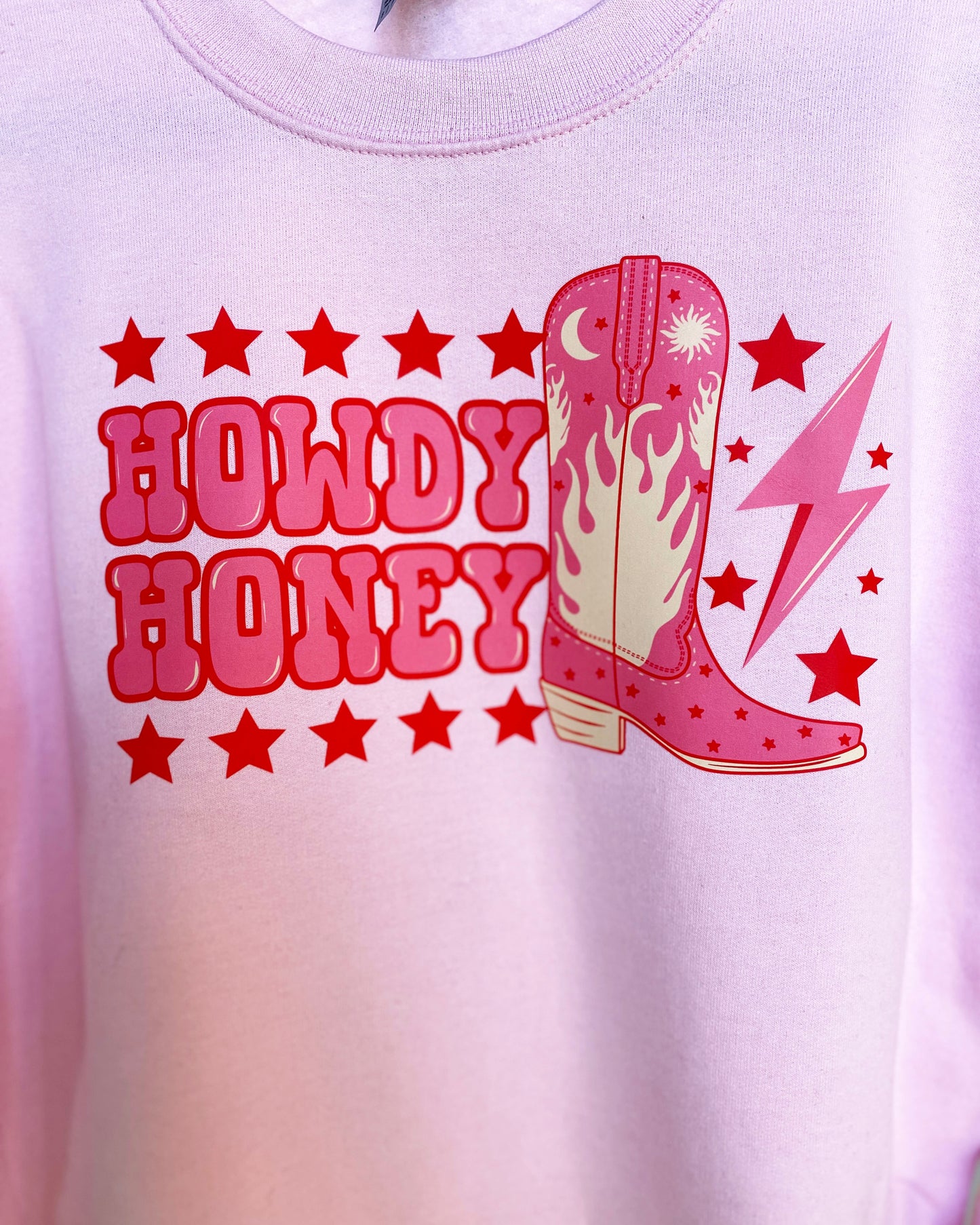 Howdy Honey Valentines Day Graphic Sweatshirt - Pink