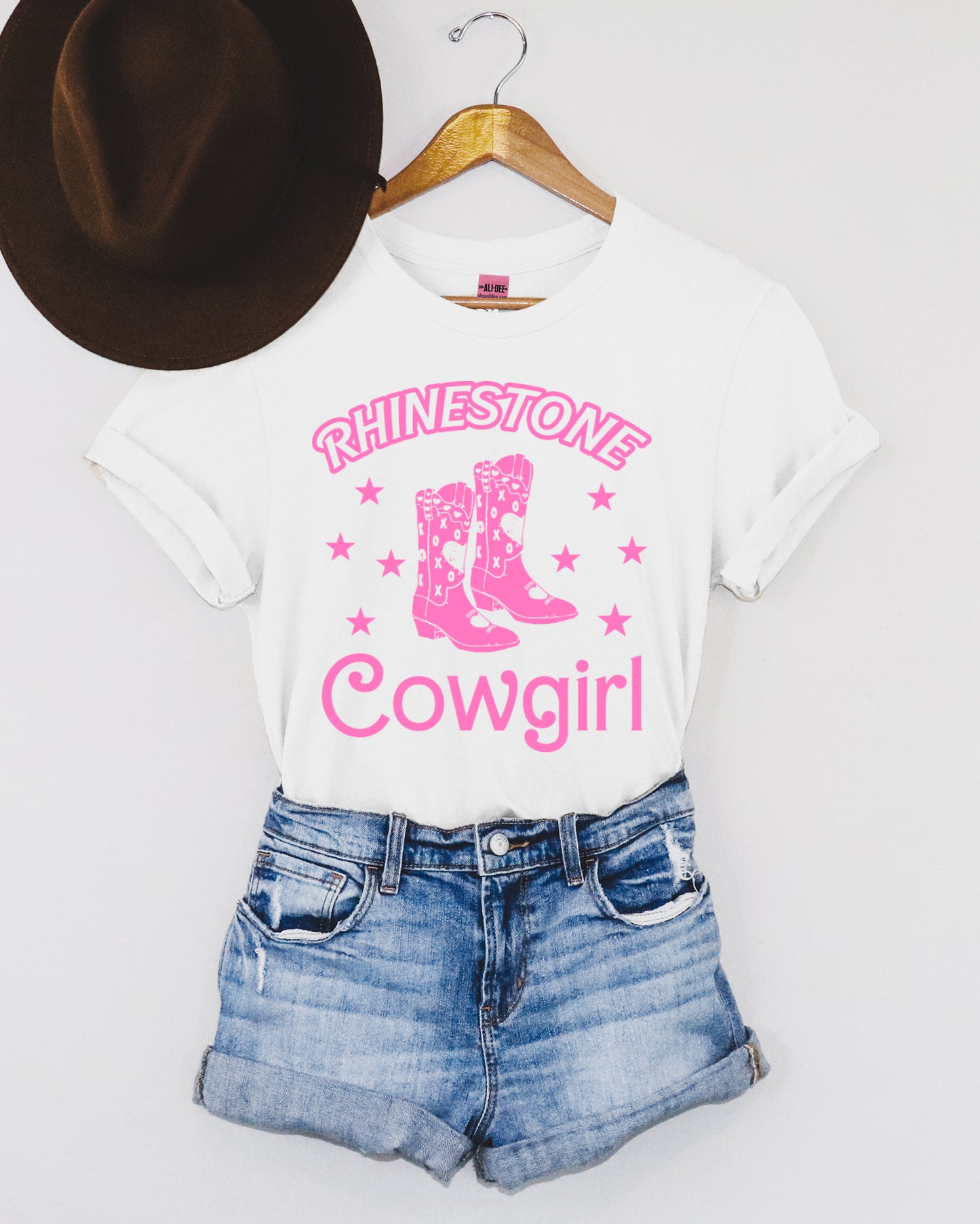 Rhinestone Cowgirl Western Graphic Tee - White