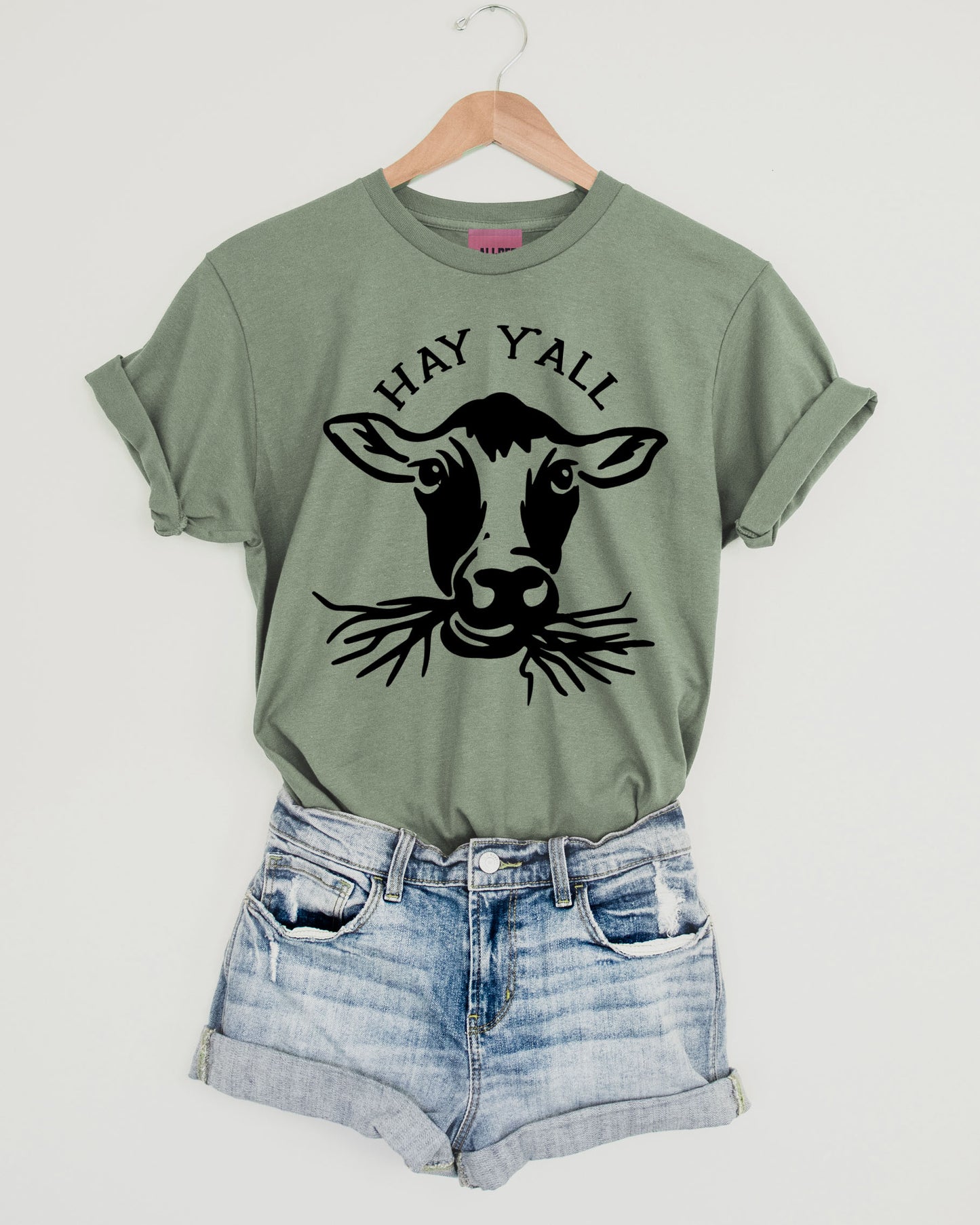 Hay Y'all Western Graphic Tee - Heather Sage