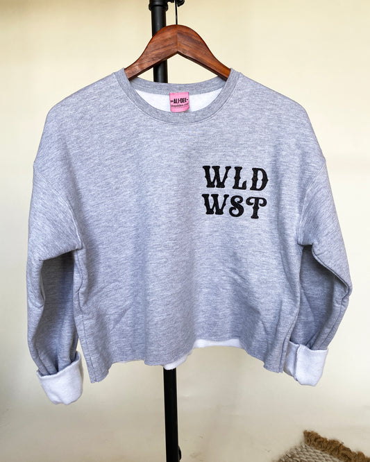 WLD WST Western Cropped Graphic Sweatshirt - Grey Cropped Sweatshirt