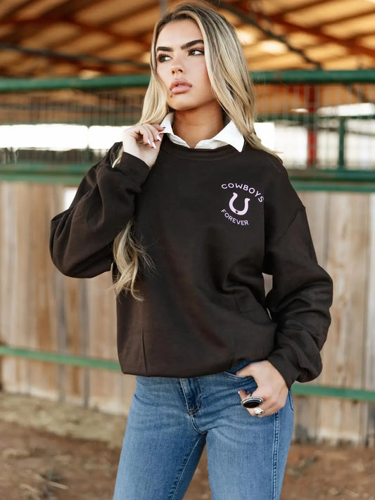 Ali Dee Cowboys Forever Sweatshirt - Chocolate