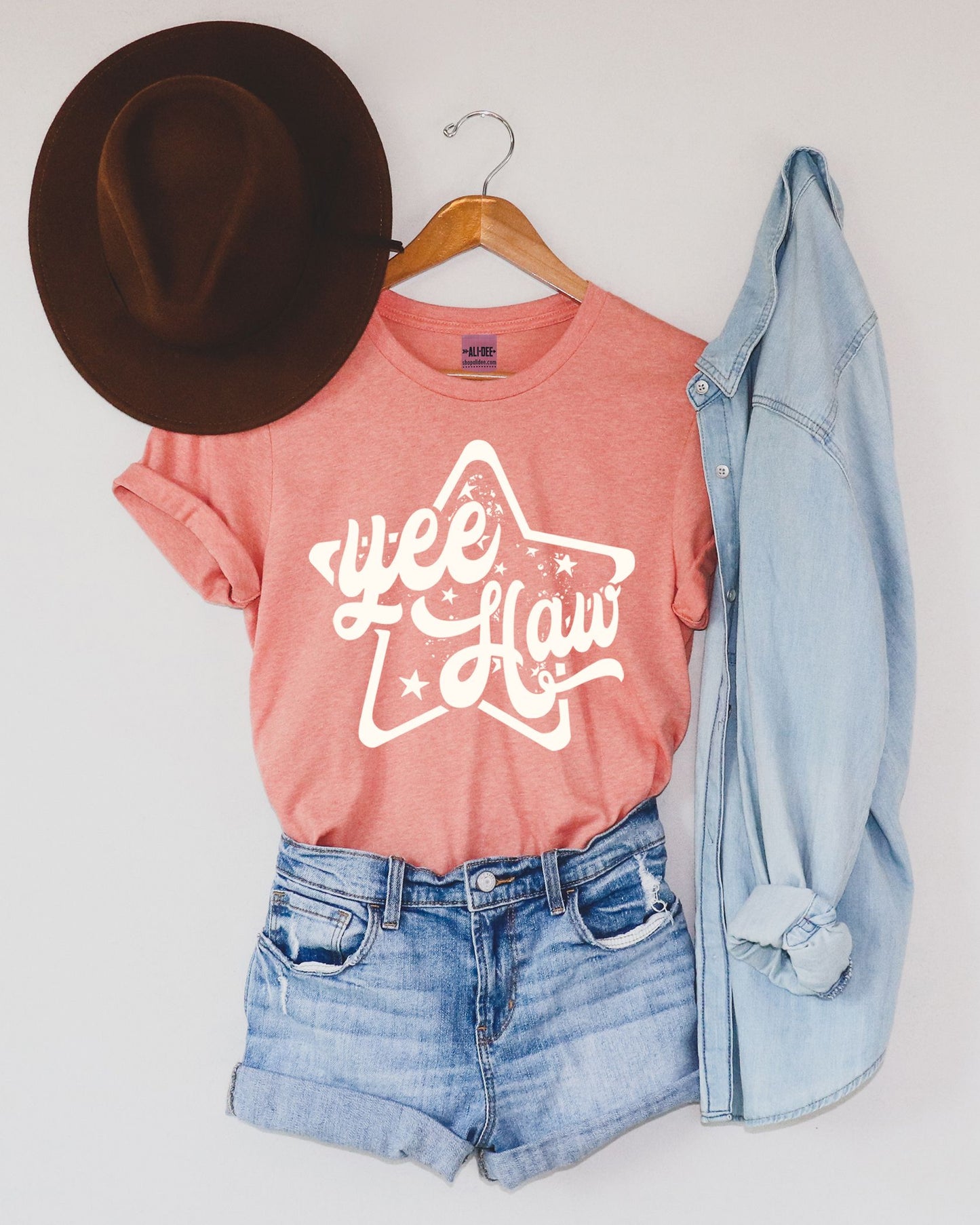 YeeHaw Star Tee- Heather Sunset