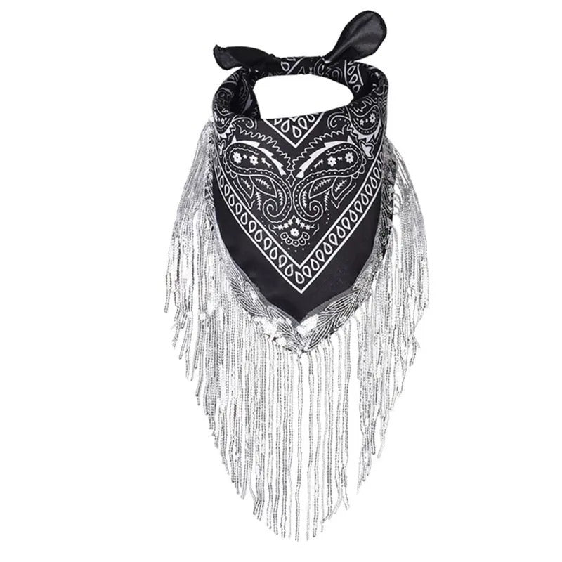 Sequins Trim Bandana - Black