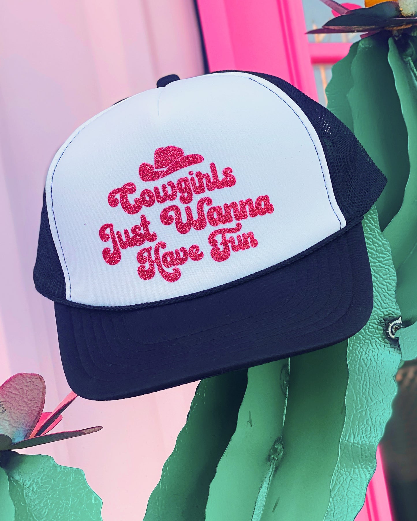Cowgirls Just Wanna Have Fun Glitter Trucker Hat