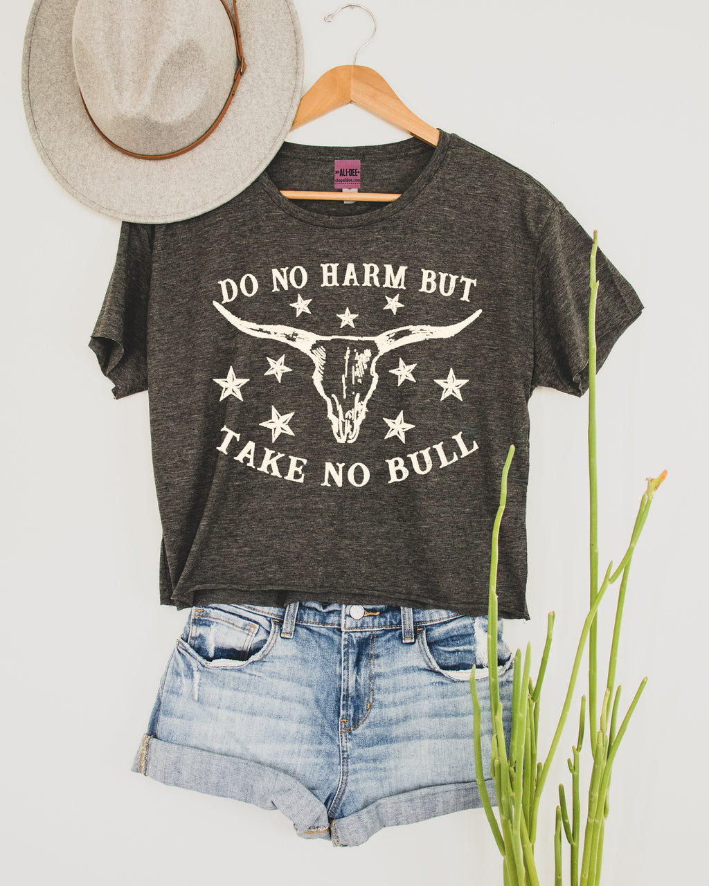 Do No Harm Crop Tee - Charcoal