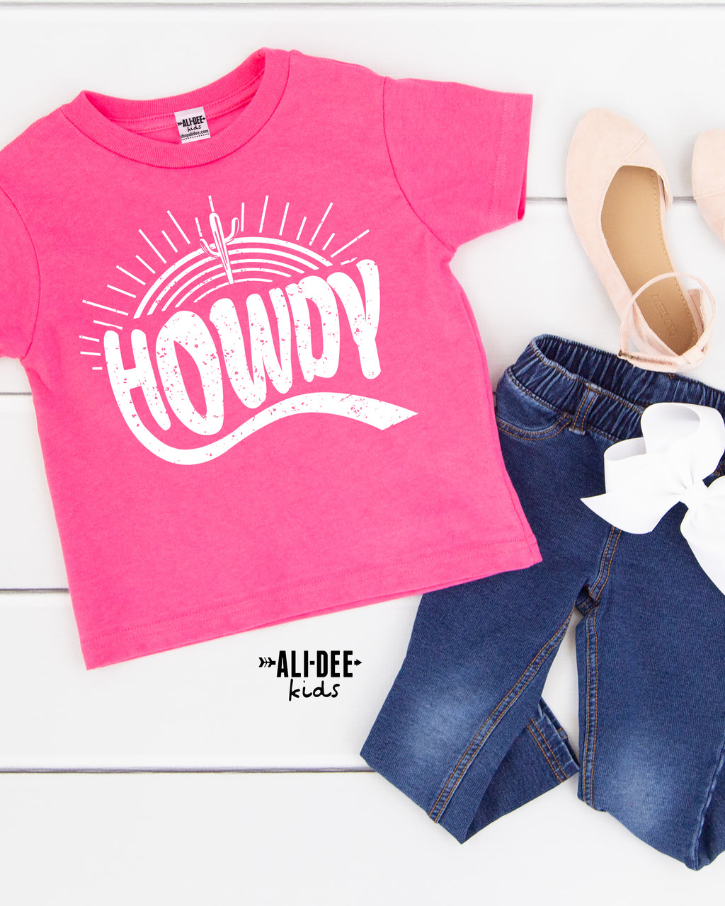 Kids Howdy Sunset Tee - Vintage Hot Pink