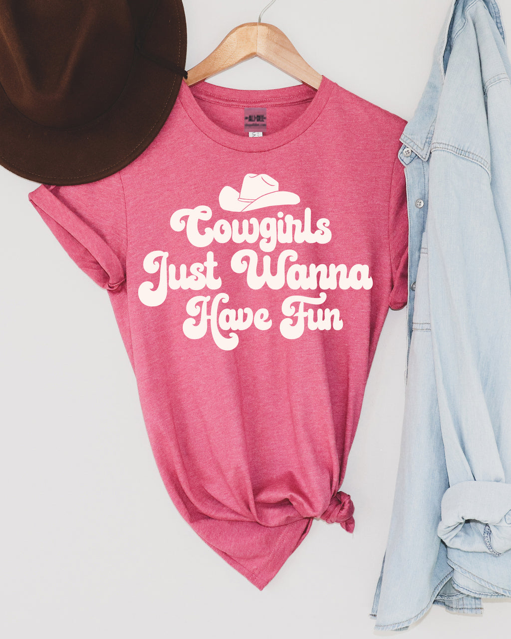 Cowgirls Just Wanna Have Fun Tee - Fuchsia