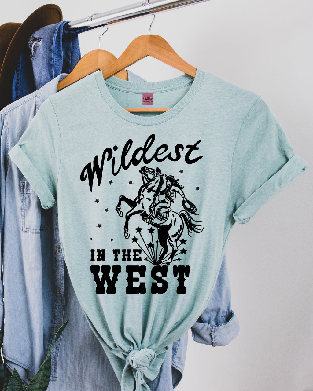 Wildest in the West Tee - Dusty Blue