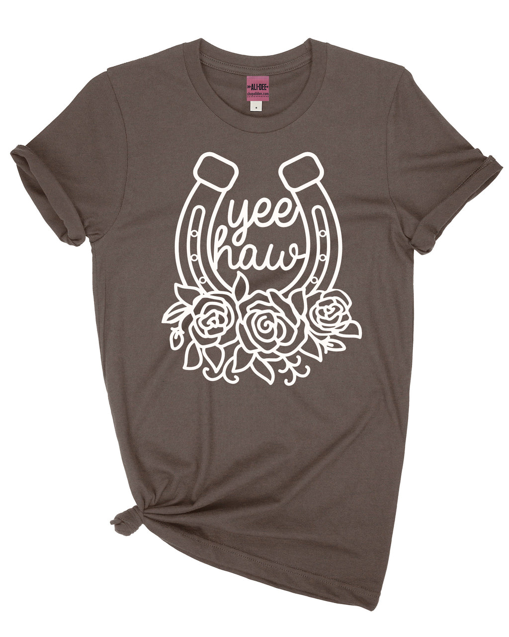 Yee Haw Horseshoe Tee - Heather Brown