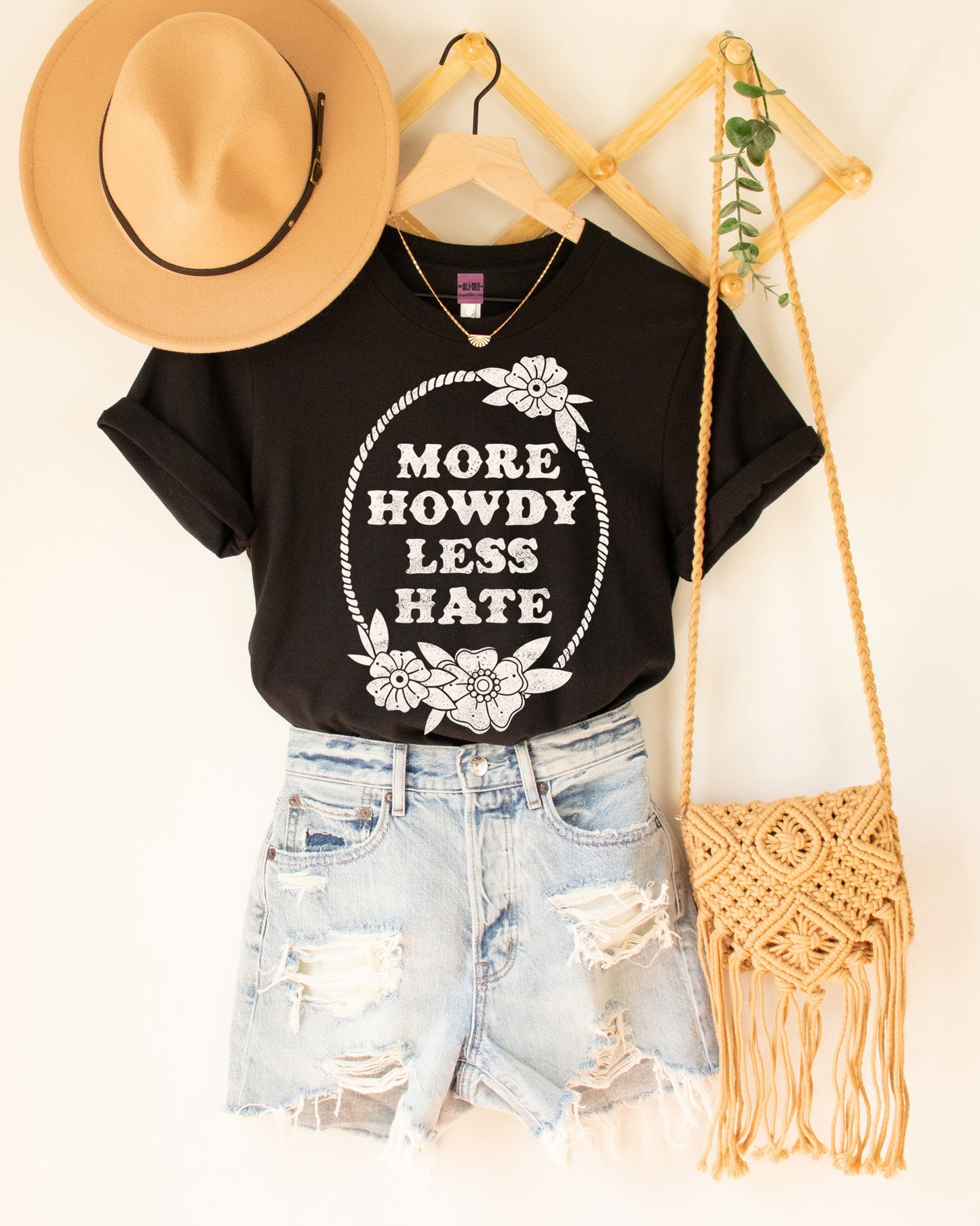 More Howdy Less Hate Tee - Heather Black