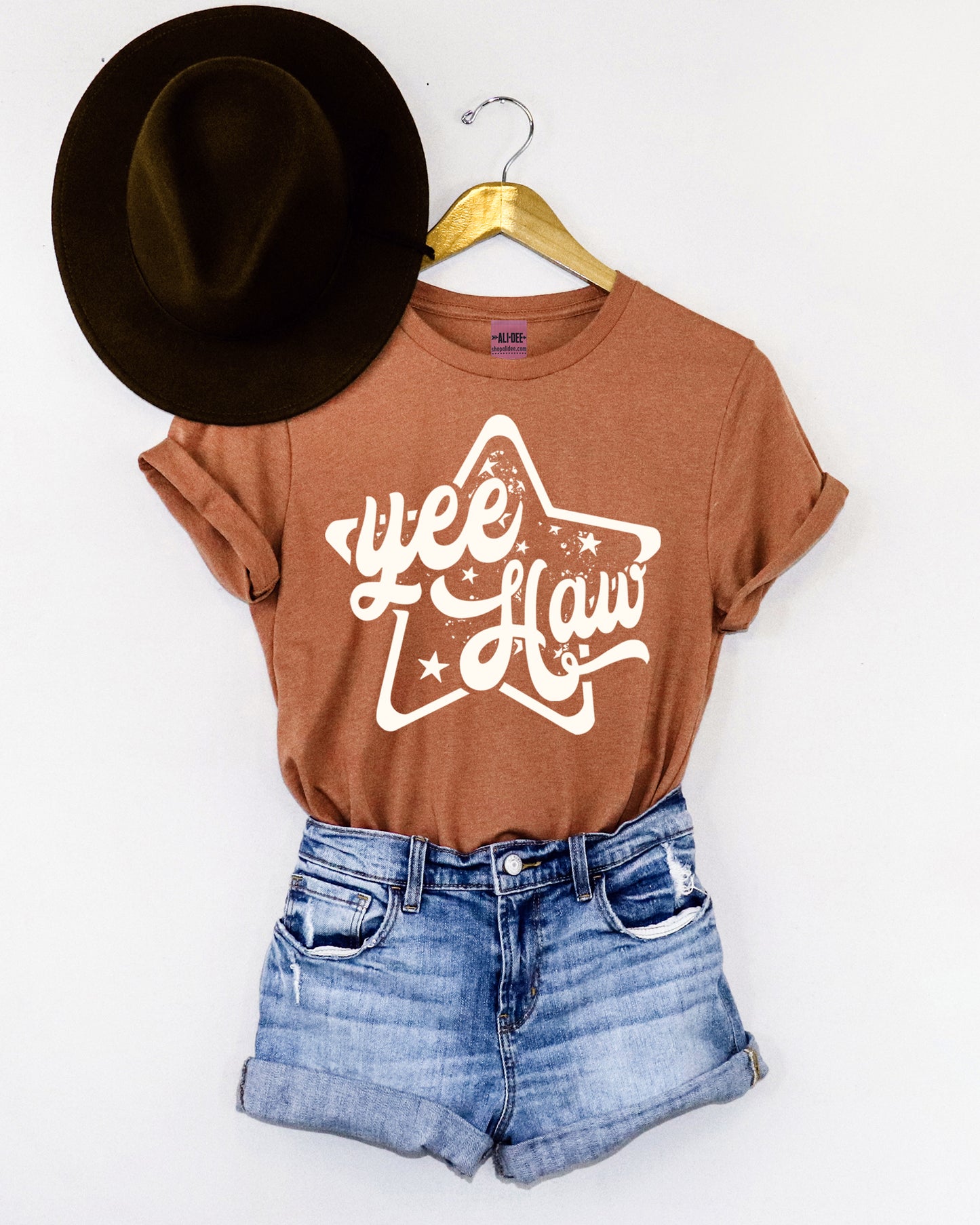 YeeHaw Star Tee- Heather Autumn