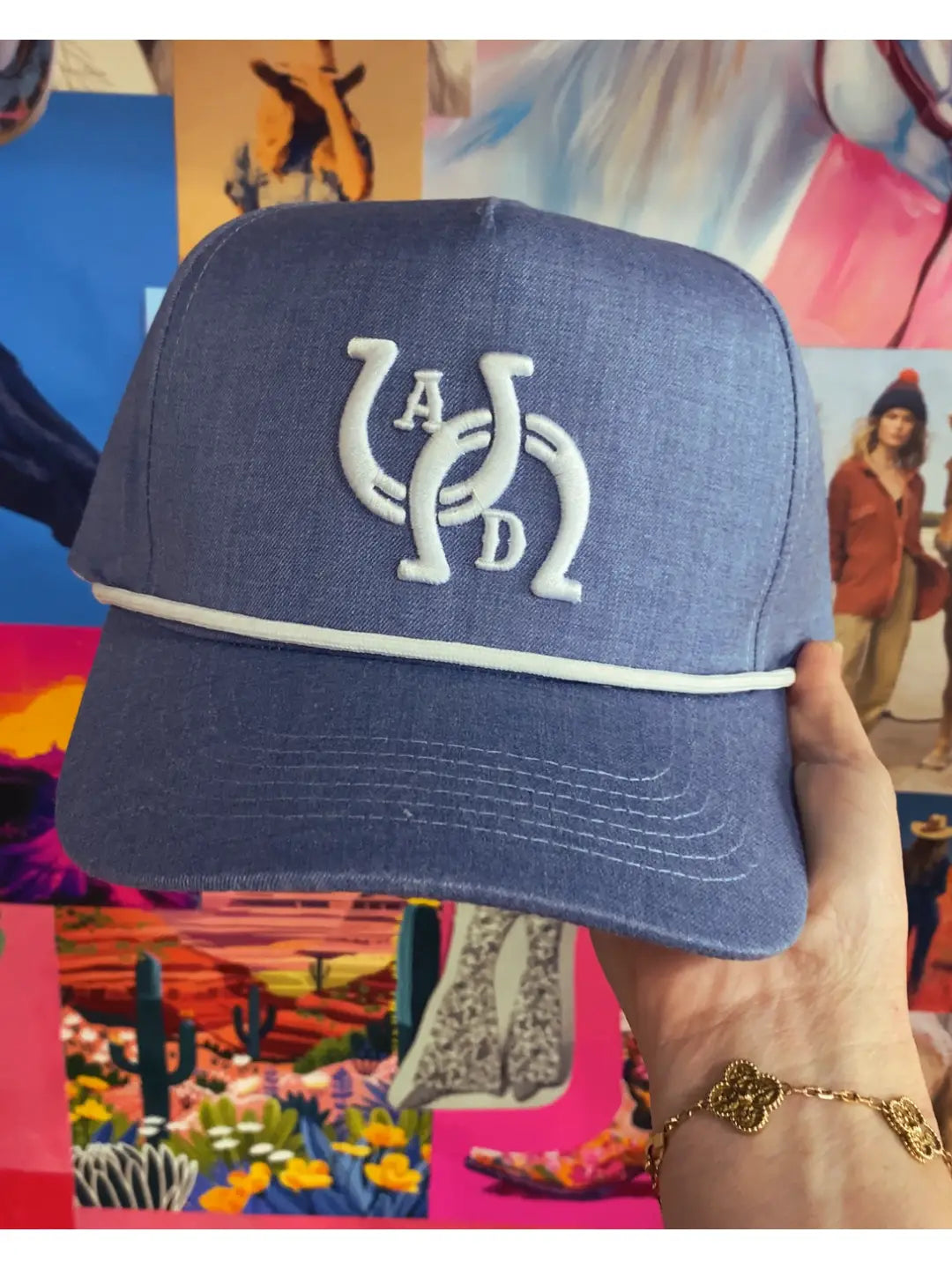 AD Signature Horseshoe Snapback Hat - Denim