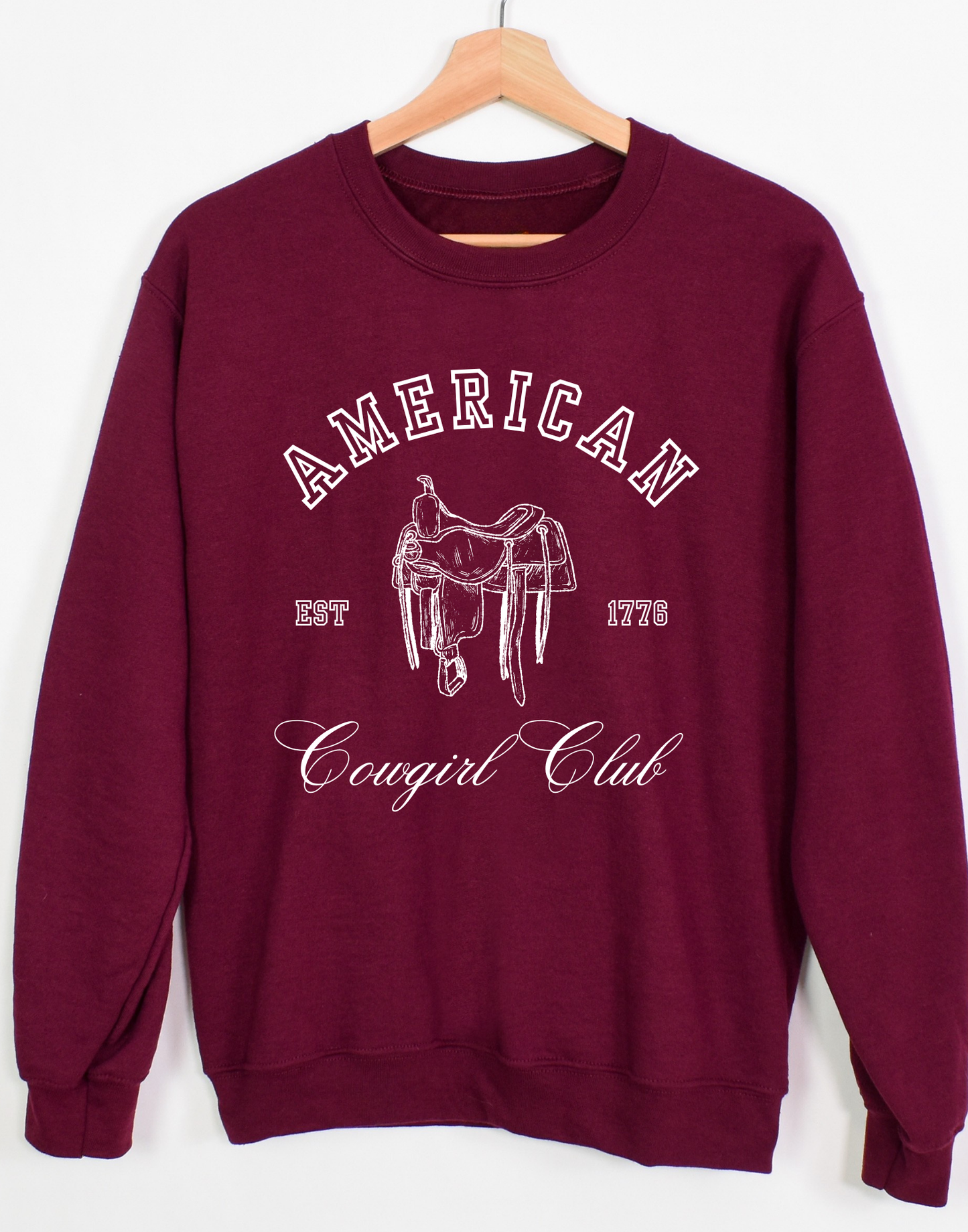 American Cowgirl Club Pullover Sweatshirt - Maroon