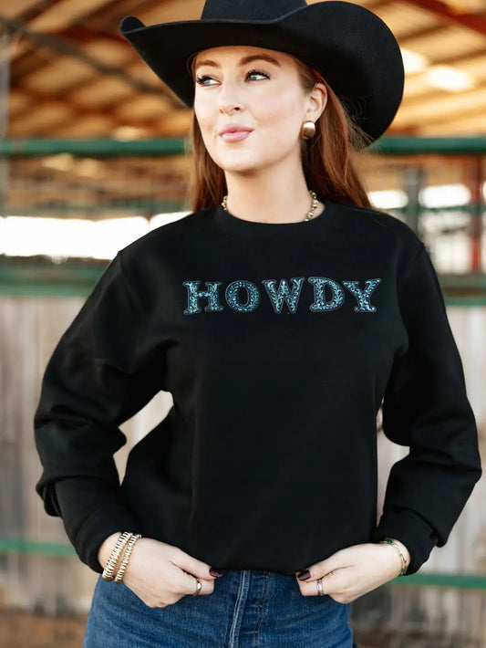 Ali Dee Howdy Tooled Sweatshirt - Black