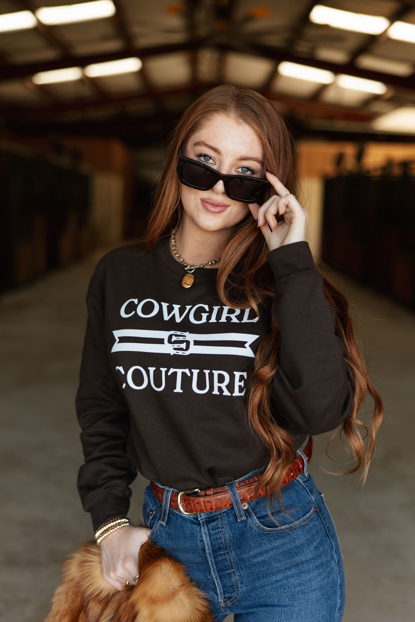 Cowgirl Couture Graphic Sweatshirt - Brown