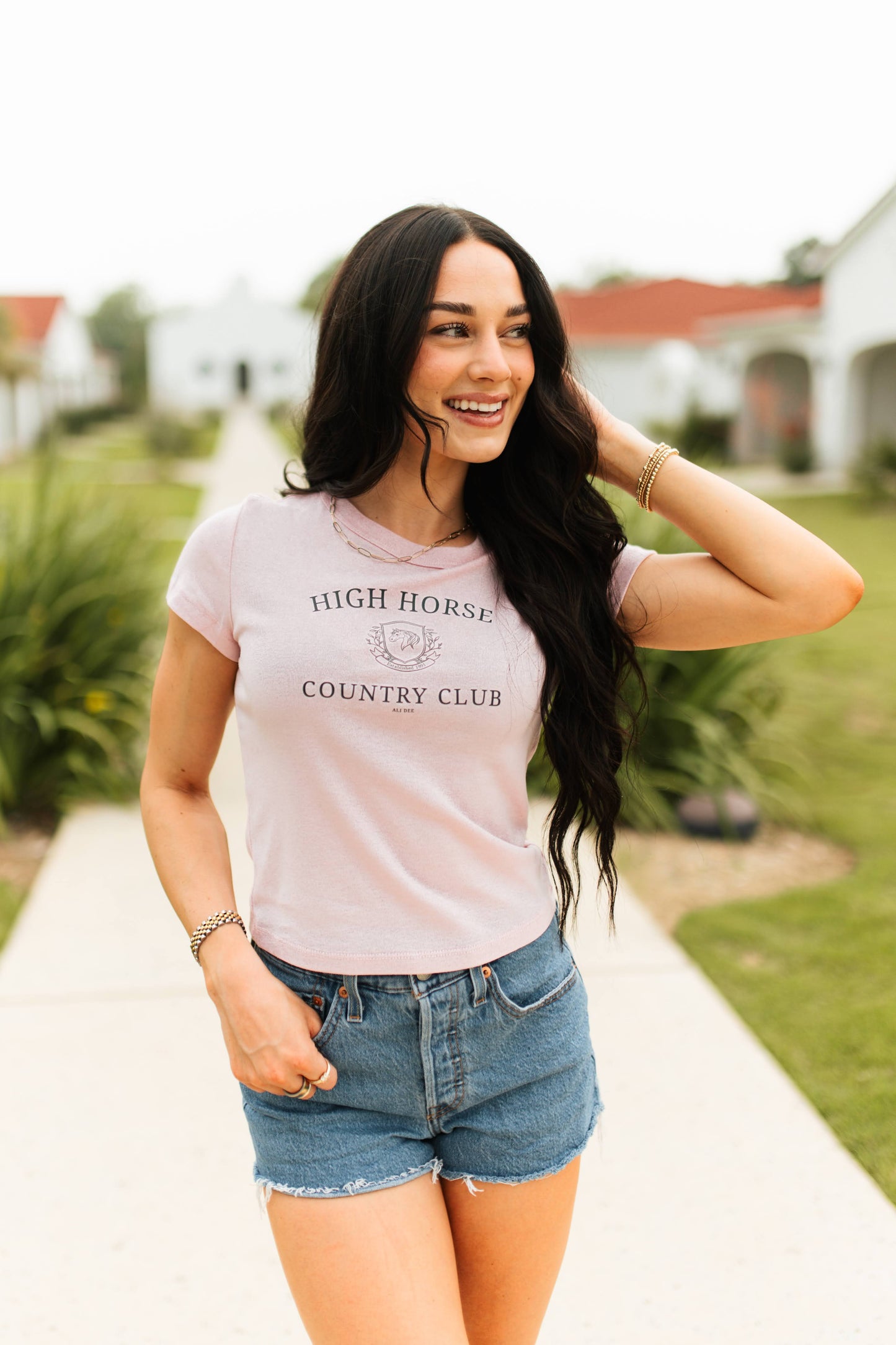 High Horse Country Club Baby Doll T-Shirt - Pink