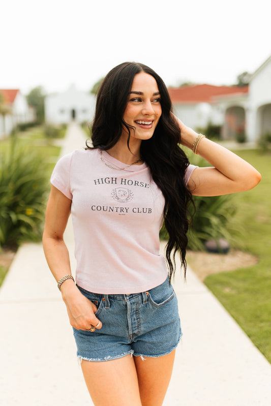 High Horse Country Club Baby Doll T-Shirt - Pink