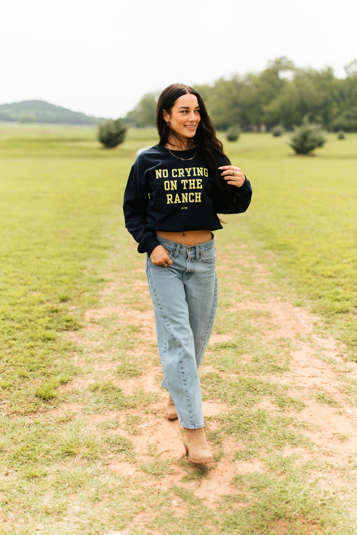 No Crying On The Ranch Sweatshirt - Navy
