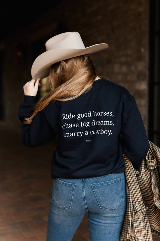 Marry A Cowboy Sweatshirt - Navy