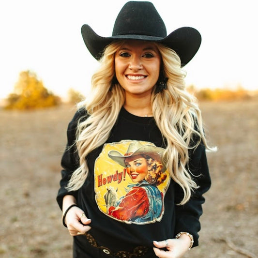 Howdy! Graphic Sweatshirt - Black