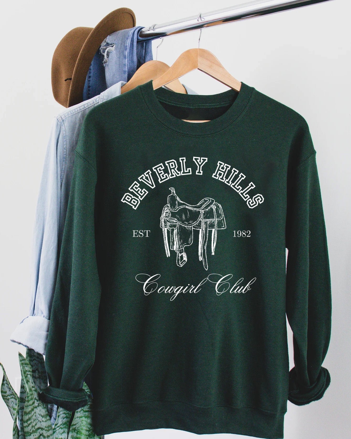 Beverly Hills Cowgirl Club Graphic Sweatshirt - Forest