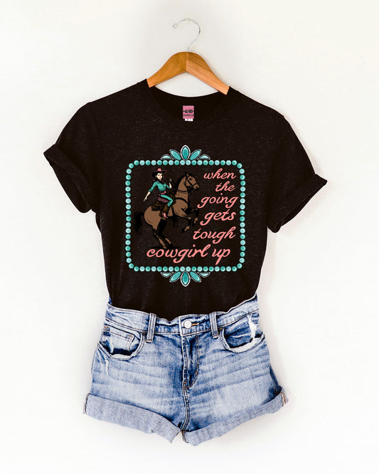 Cowgirl Up Graphic Tee - Heather Black