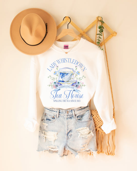 Spill the Tea Graphic Sweatshirt - White