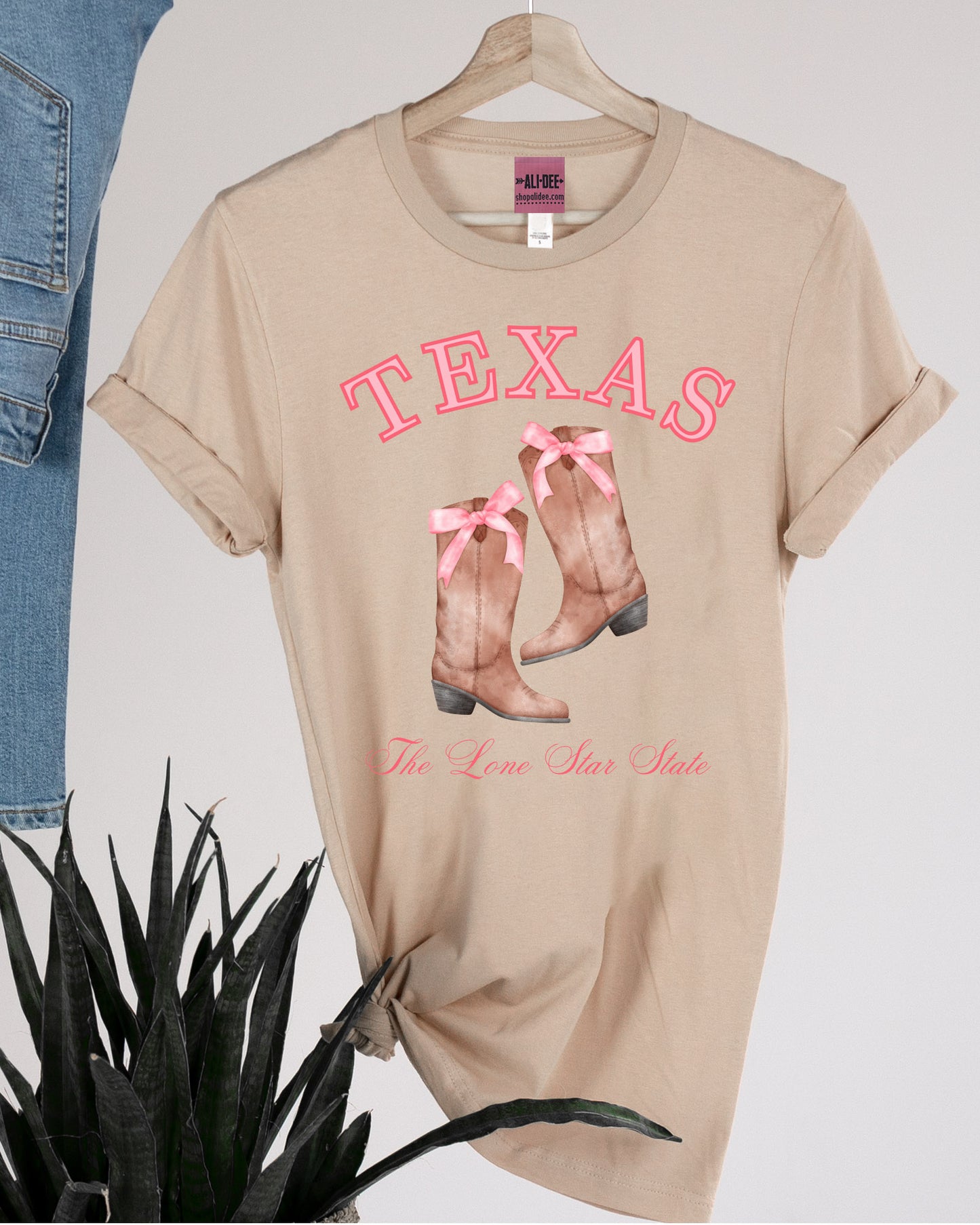 Texas Boots Graphic Tee - Heather Tan