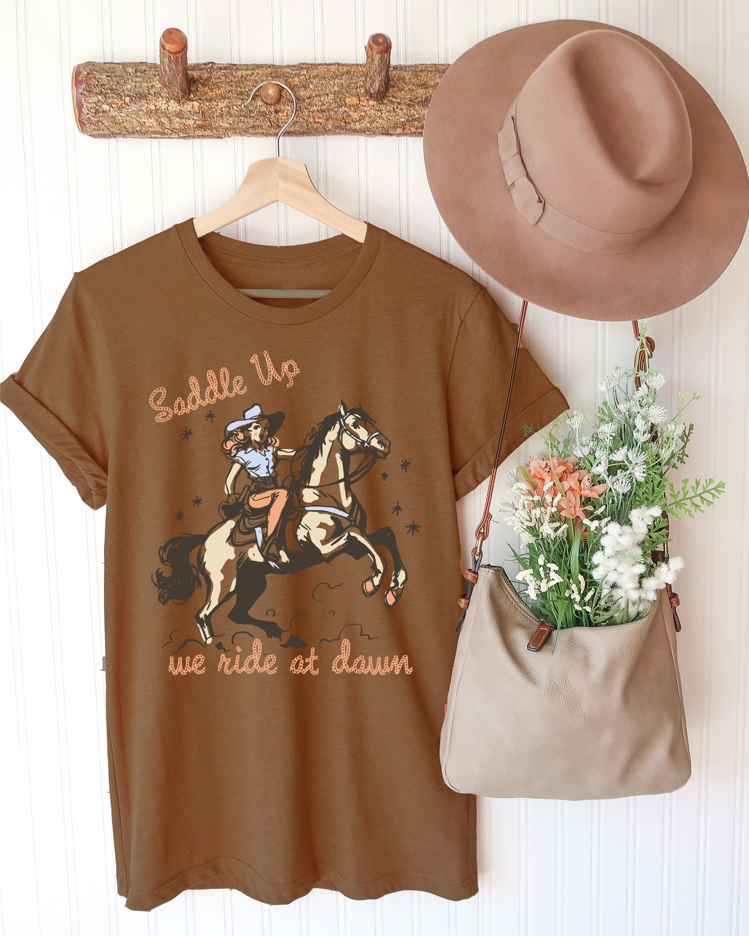 We Ride At 8 We Ride at Dawn Graphic Tee - Vintage Brown – Ali Dee Wholesale