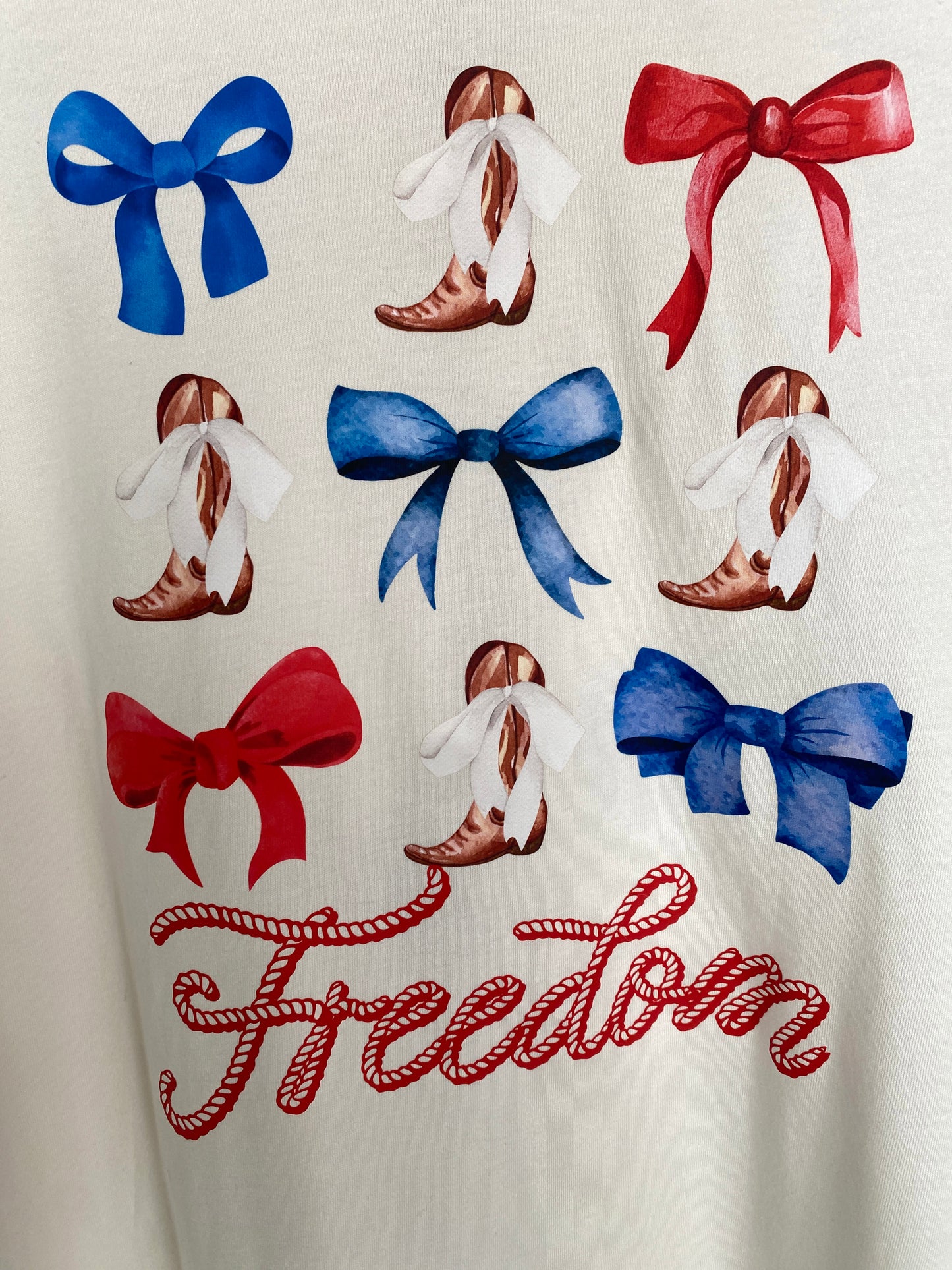 Bows, Boots, & Freedom Graphic Tee - Vintage White