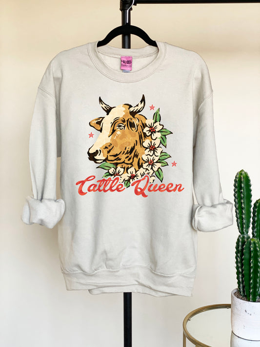 Cattle Queen Graphic Sweatshirt - Sand