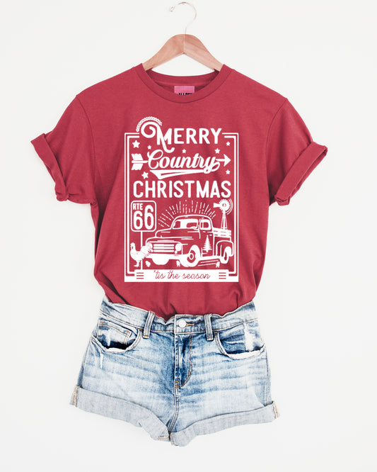 Merry Country Christmas Western Graphic Tee - Heather Canvas