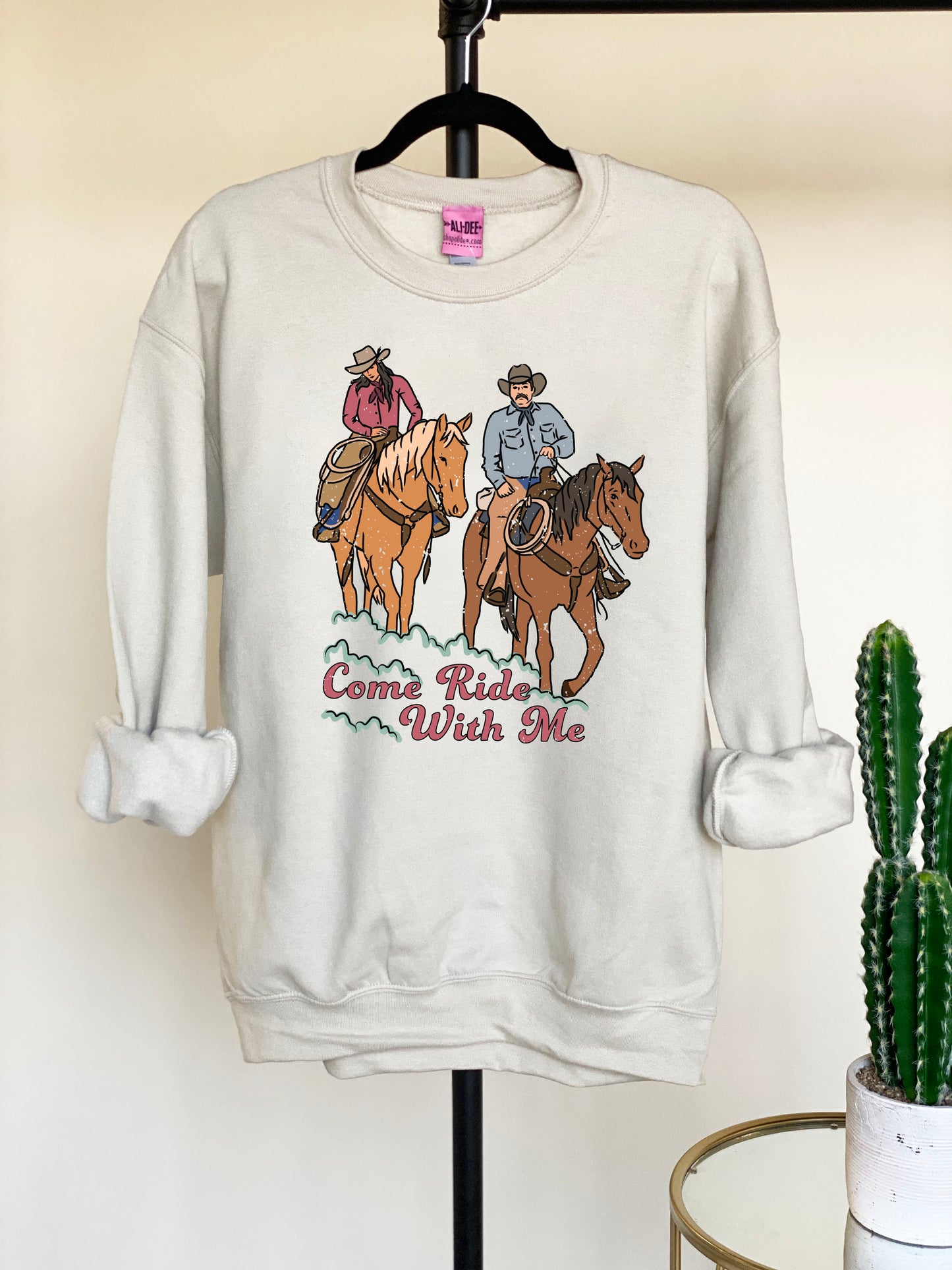 Come Ride With Me Graphic Sweatshirt - Sand