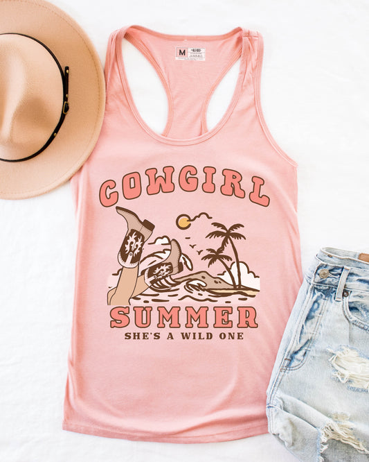 Cowgirl Summer Graphic Tank - Desert Pink
