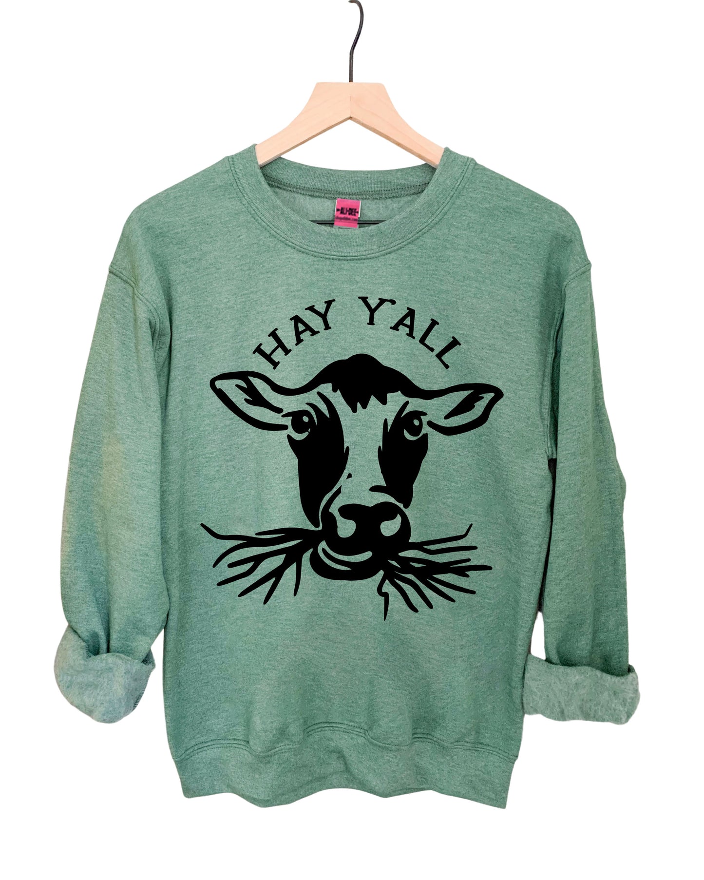 Hay Y'all Graphic Sweatshirt - Heather Green