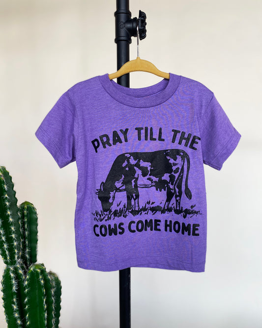 Ali Dee Toddler Pray Till The Cows Come Home Western Graphic Tee - Toddler Heather Purple