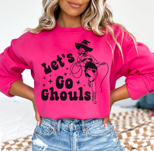 Let's Go Ghouls Halloween Sweatshirt - Fuchsia