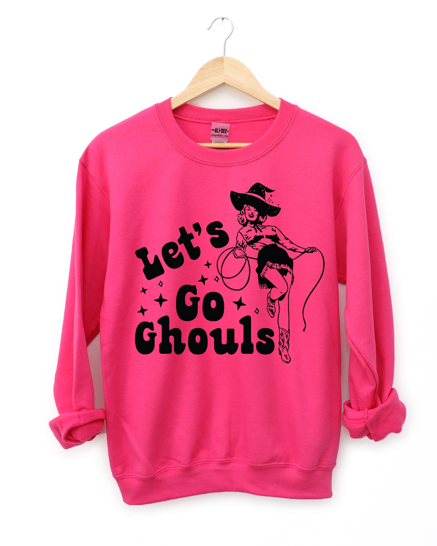 Let's Go Ghouls Halloween Sweatshirt - Fuchsia